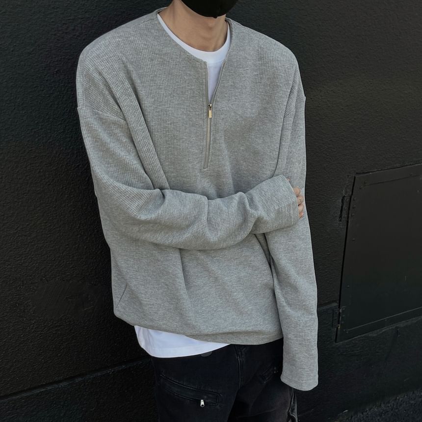 Lingaris - Sweatshirt met halve rits en effen kleur