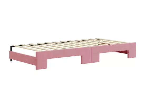 Lit de jour avec gigogne et tiroirs rose 90x200 cm velours