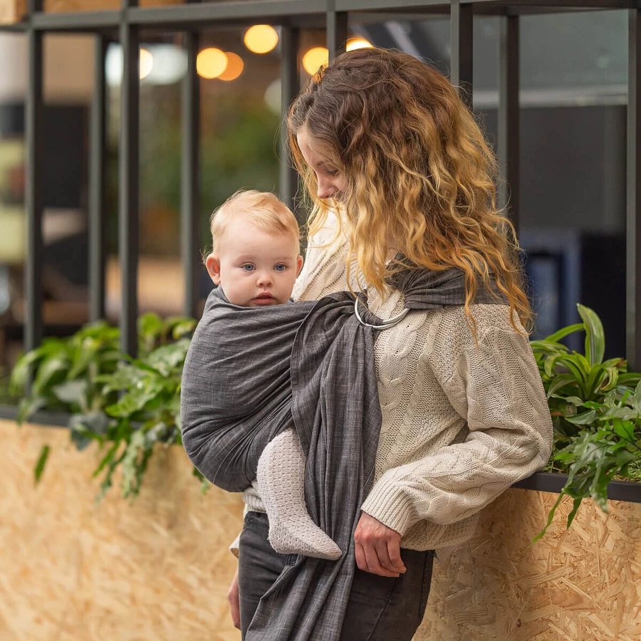 Hoppediz Babytragetuch Ring-Sling Popeline Denim schwarz