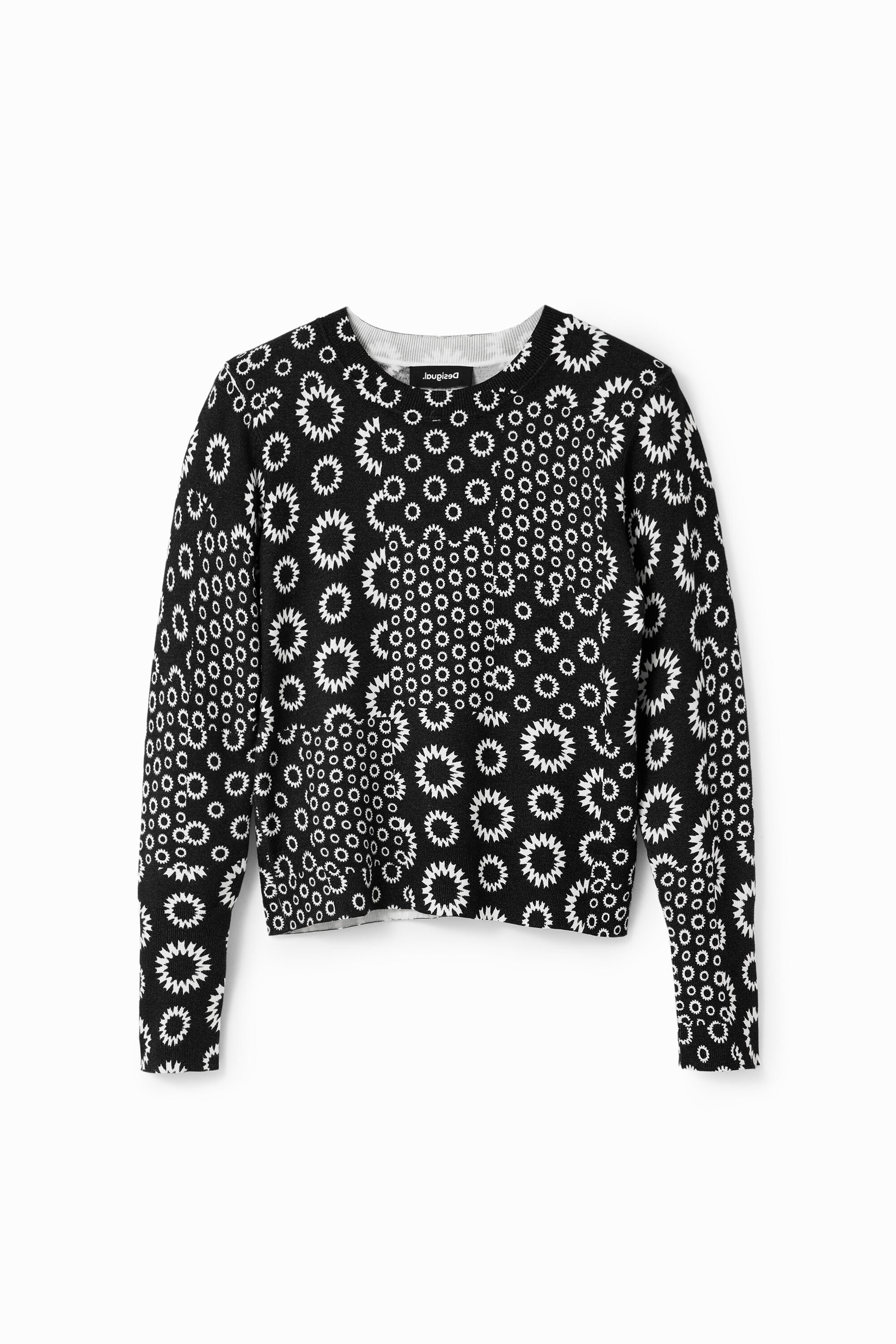 Pull fin patchwork géométrique