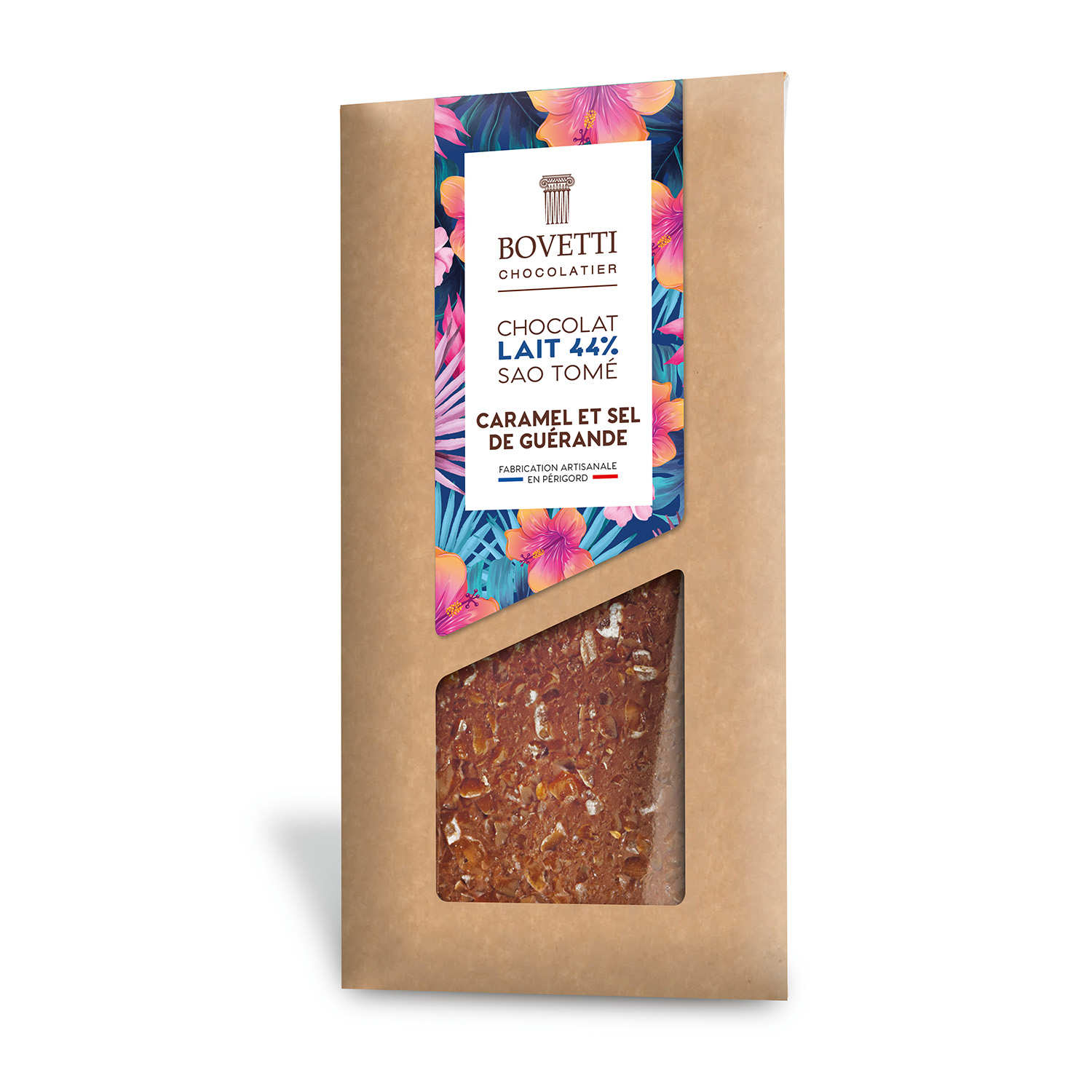 Tablette chocolat au lait 44% caramel et sel de guérande
