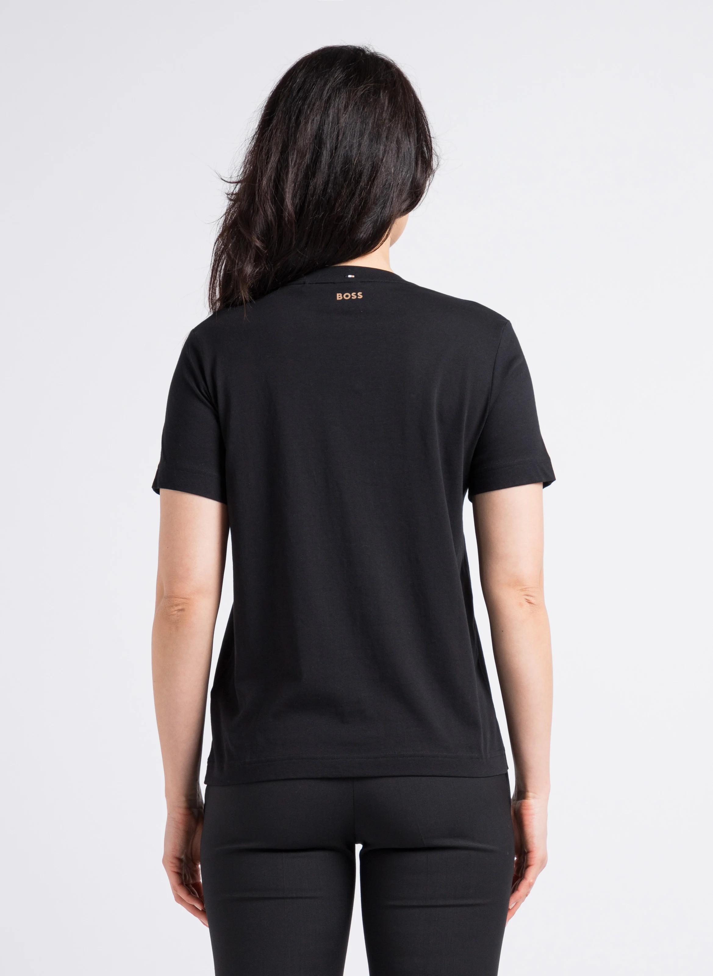 Tee-shirt droit col rond en coton | Noir