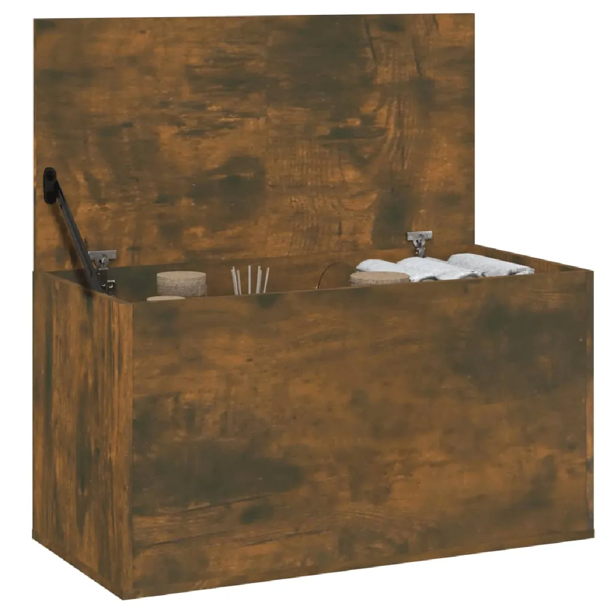 vidaXL Coffre de rangement chêne fumé 84x42x46 cm