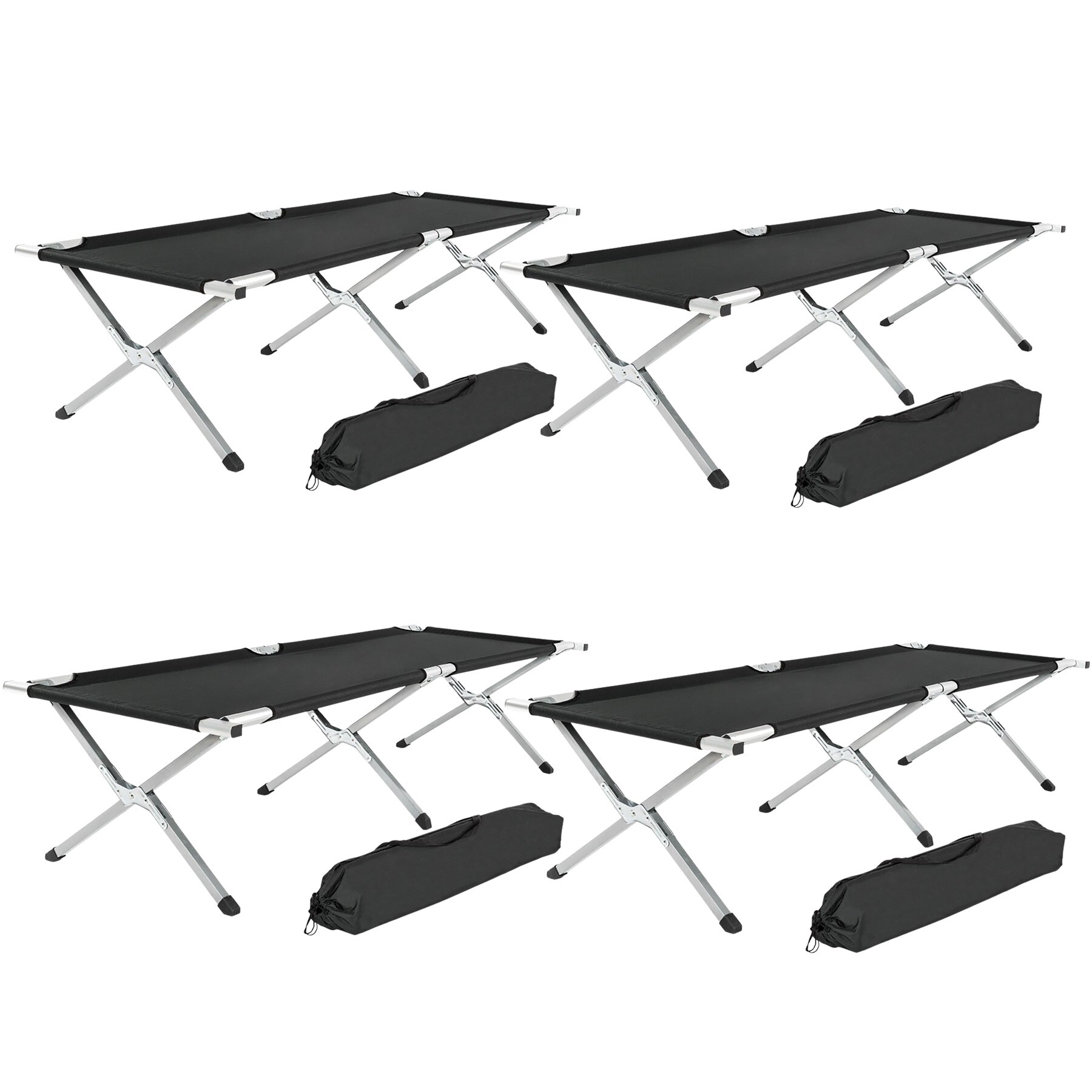 tectake® 4er Set Feldbett, mit Aluminiumgestell, Belastbarkeit 150 kg, 190 x 70 x 45 cm
