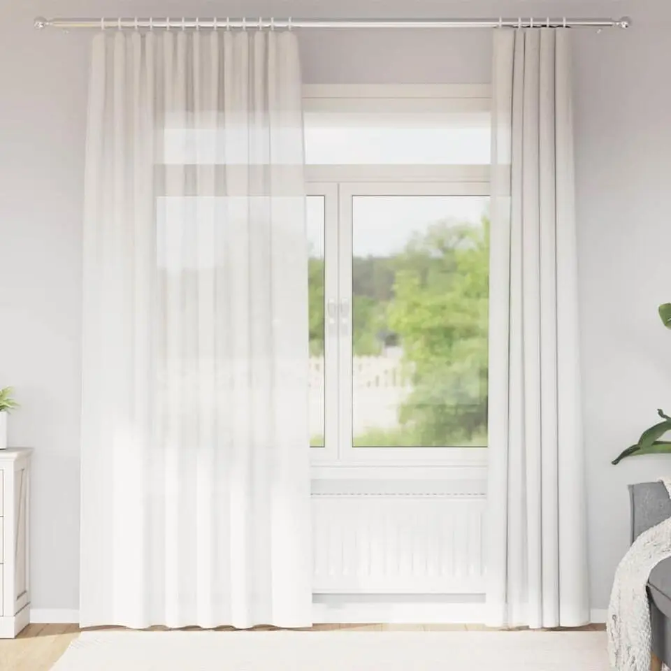 vidaXL Gordijnen van voile met roedezakken - Wit - 140x245 cm - Stof - 2 Stuks