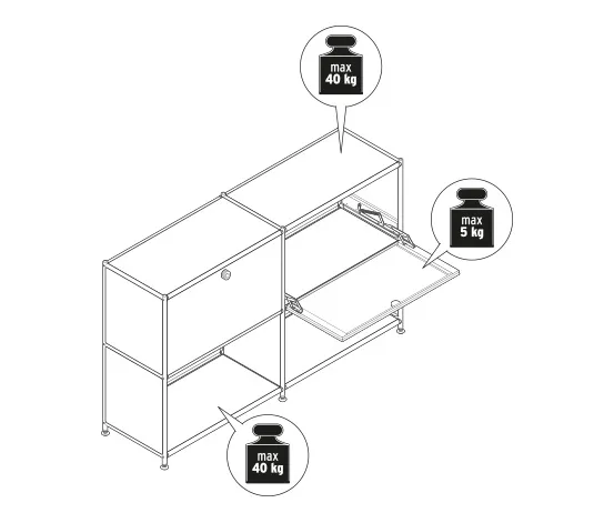 Sideboard Metall »CN3« mit versetzbaren Klappenfächern, schwarz