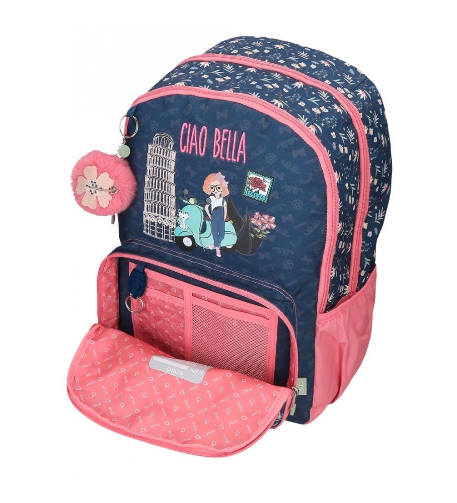 Mochila Enso EnsoCiao Bella com dois compartimentos e rodinhas, azul marinho