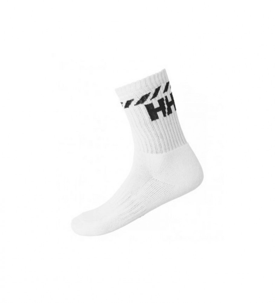 Pacote com 3 pares de meias esportivas brancas de algodão da Helly Hansen