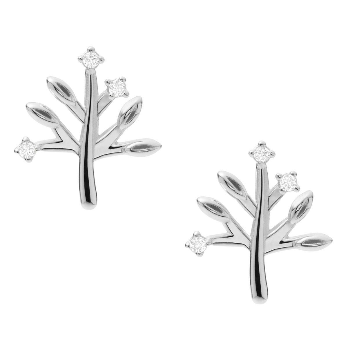 Boucles d'oreilles Fossil en argent arbre de vie