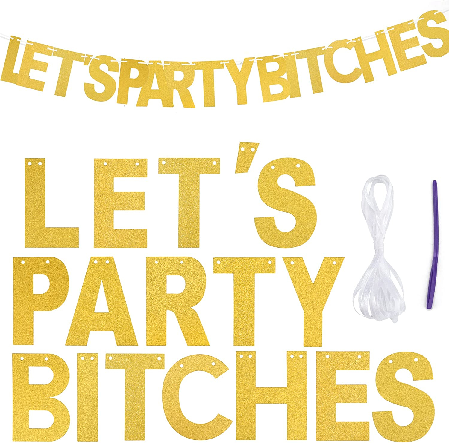 Let's Party Girlande Party Dekoration Funny Junggesellinnenabschied Accessoire - Gold