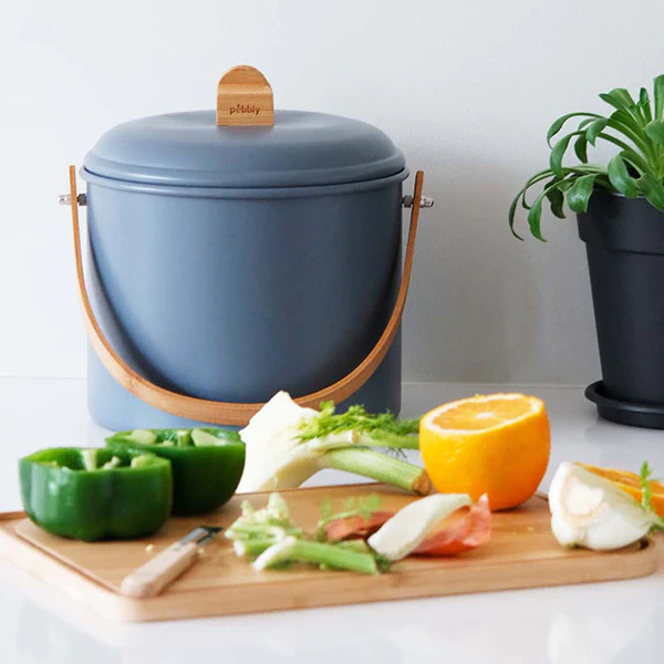 Seau à compost d’intérieur ardoise 7 L Pebbly
