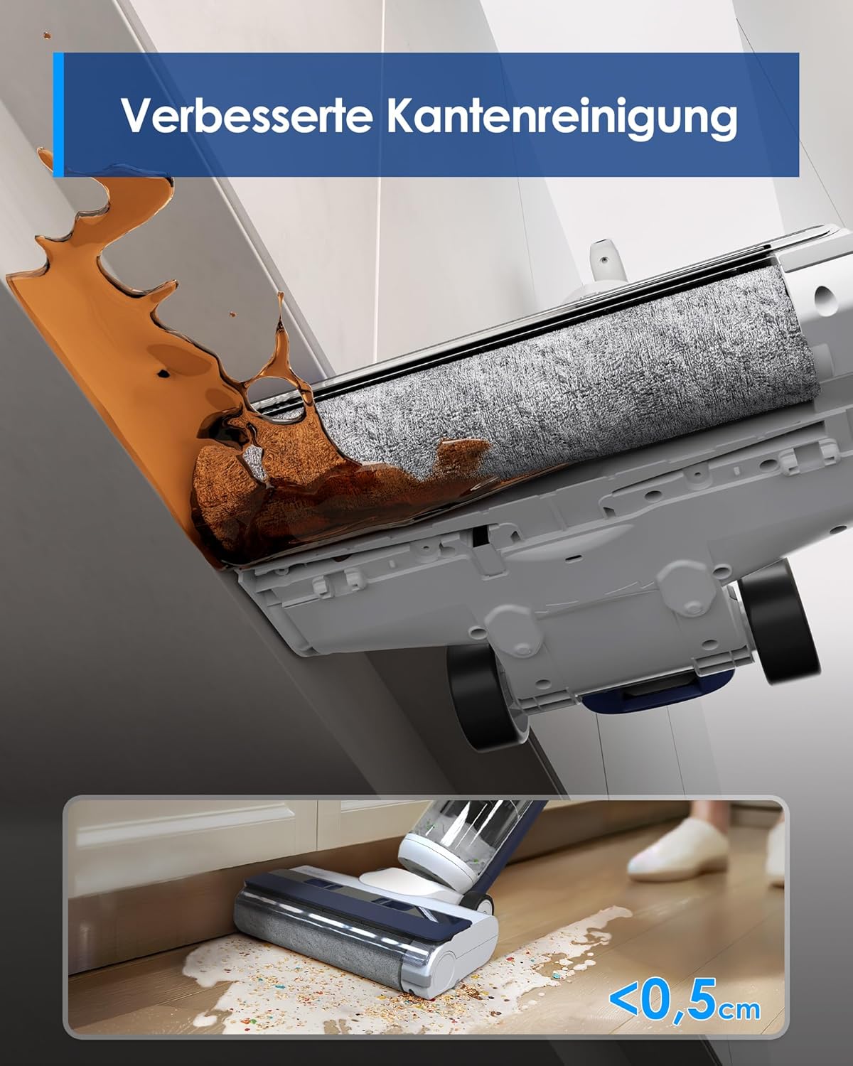 Tineco iFLOOR 5 Breeze Complete Nass Trockensauger, EIN-Schritt-Reinigung für Hartböden, Kantenreinigung
