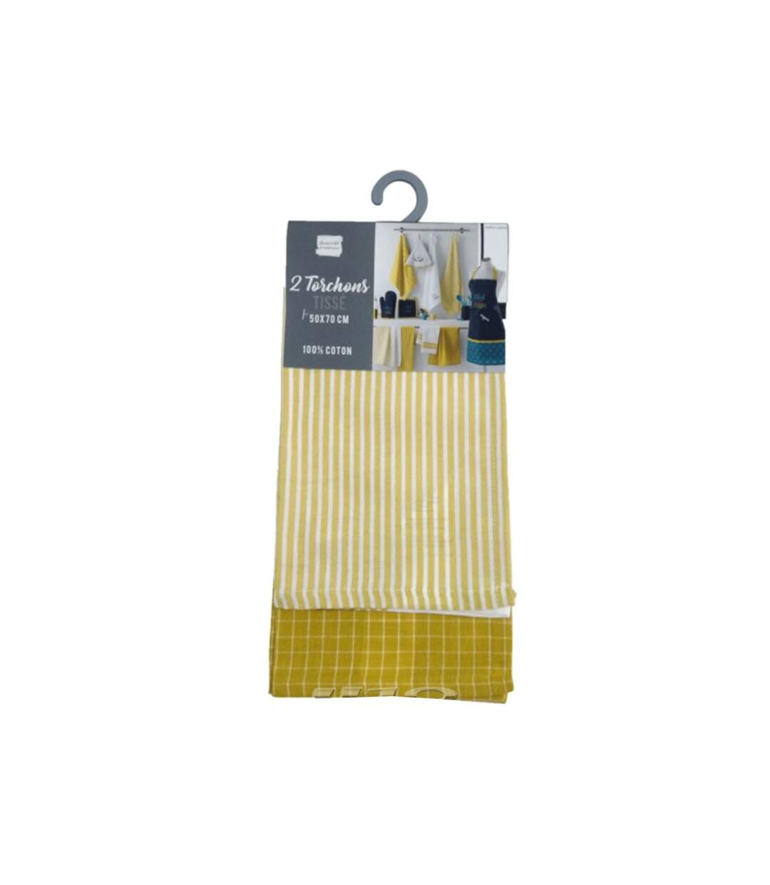 Lot de 2 Torchons Chef en Cuisine 50x70cm Jaune