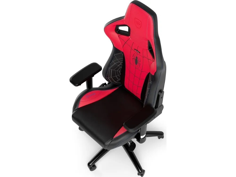 Noblechairs EPIC Spider-Man Edition - Spillestol - ergonomisk - armstøtter - T-formet - vippe - drejeled - aluminium, nylon, polyurethan, stål, polyuretan-læder, koldskum - sort, rød, rød syning