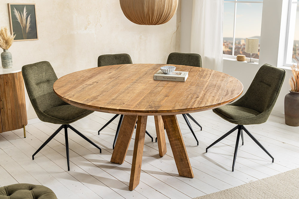 Runder Esstisch ART WOOD 140cm braun massiv Mangoholz