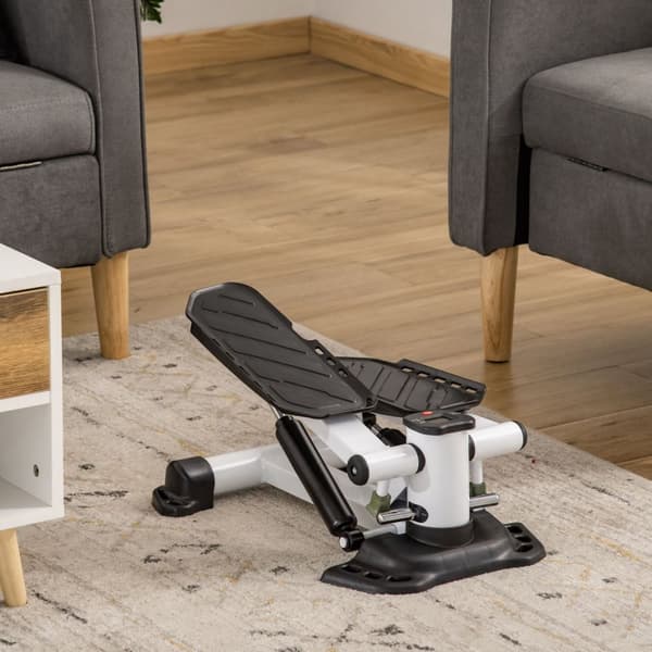 Mini Stepper Kompakt Minisykkel Treningsutstyr Med Lcd-Skjerm, Store Pedaler, Metall Og Abs, Hvit+Svart, 48X34X21Cm