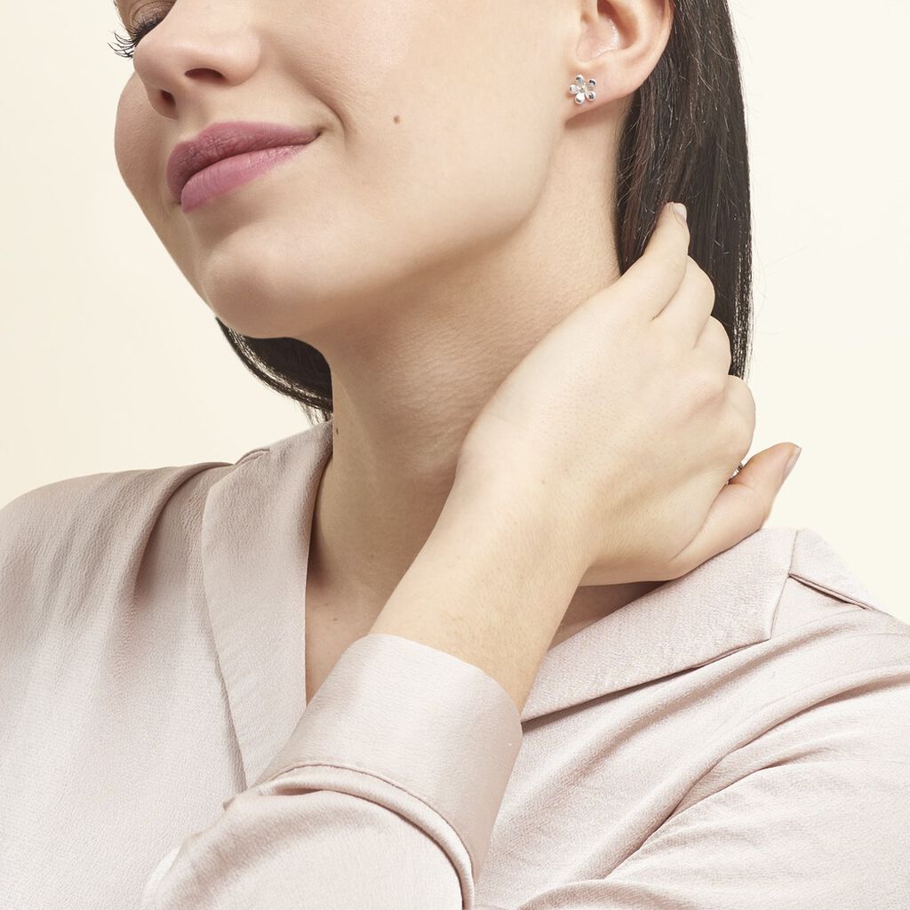Boucles D'oreilles Puces Locmae Argent Blanc