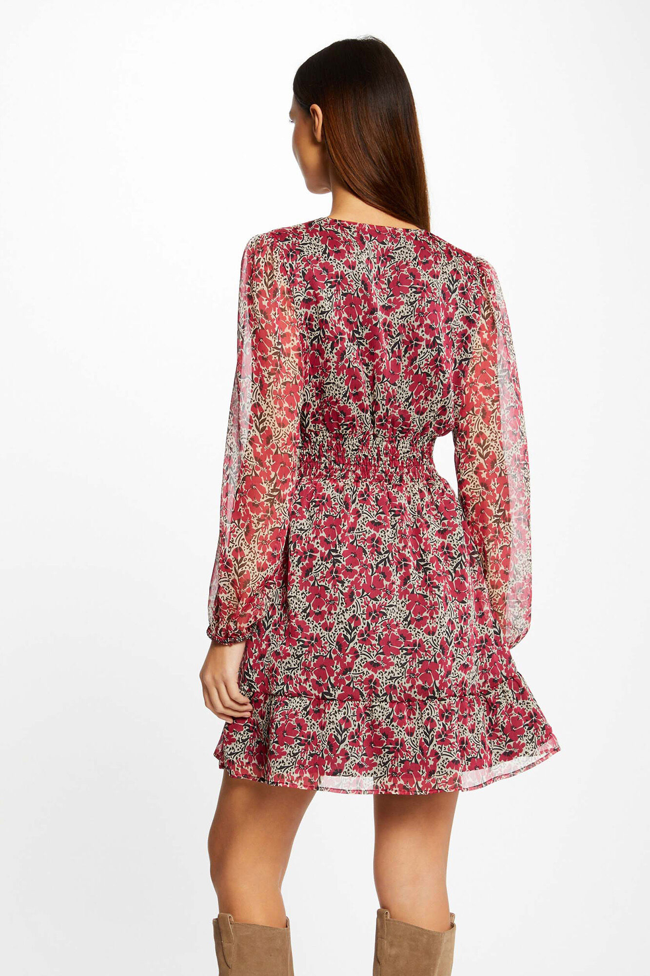 Vestido evasê com estampa floral - Multicolorido