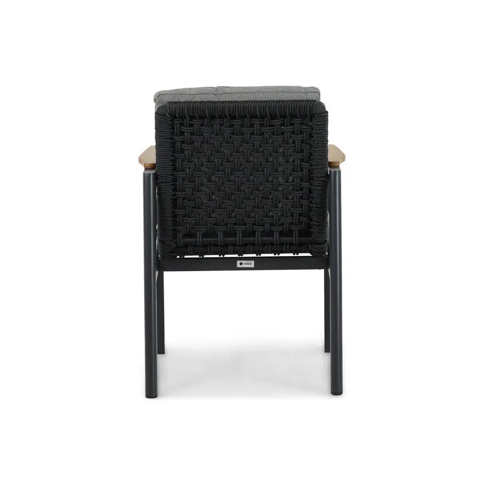 Tuinset 4 personen 85 cm Aluminium/rope Grijs Coco Ralph/Venustas