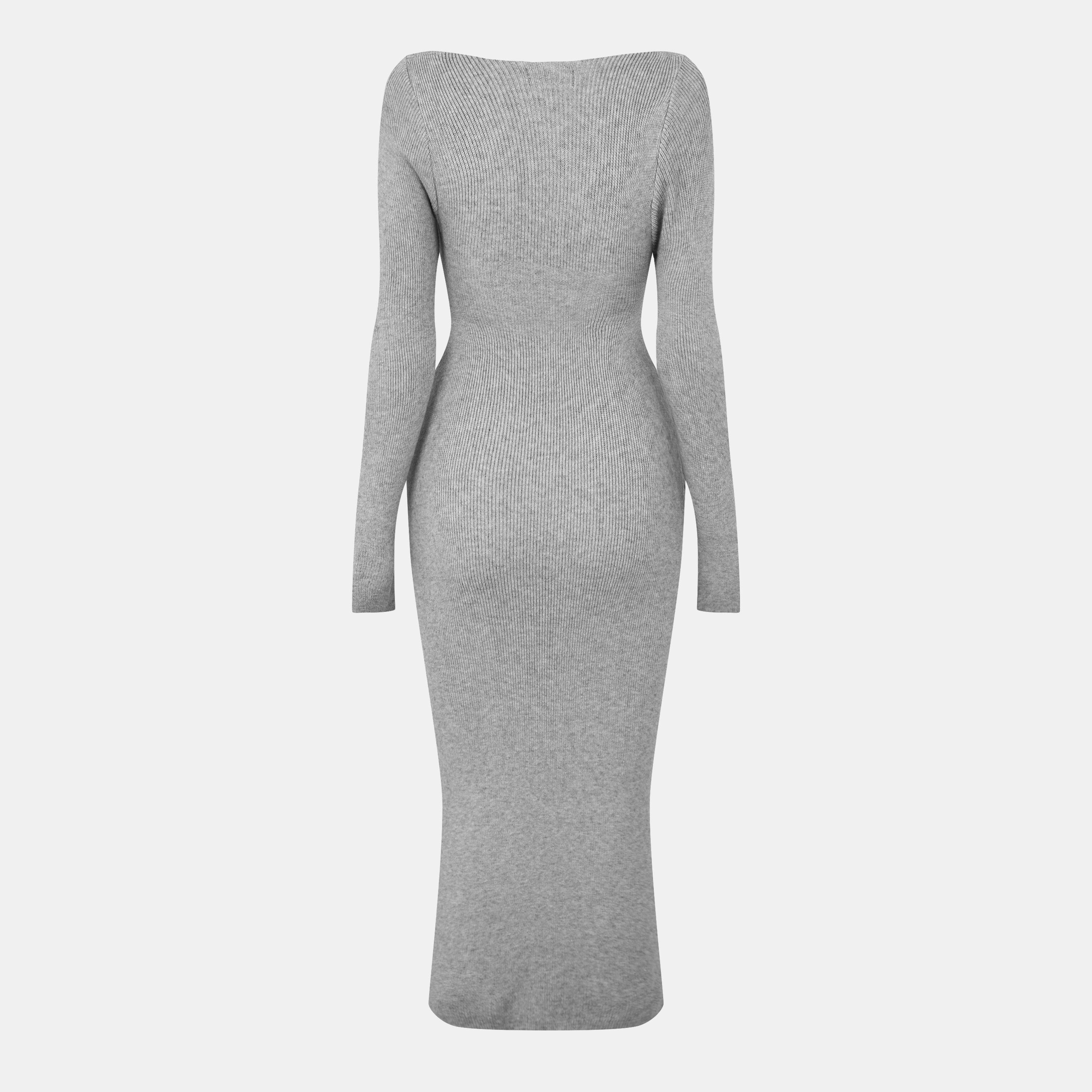 Missy Empire ME Knit Square Neck Midi Dress Womens