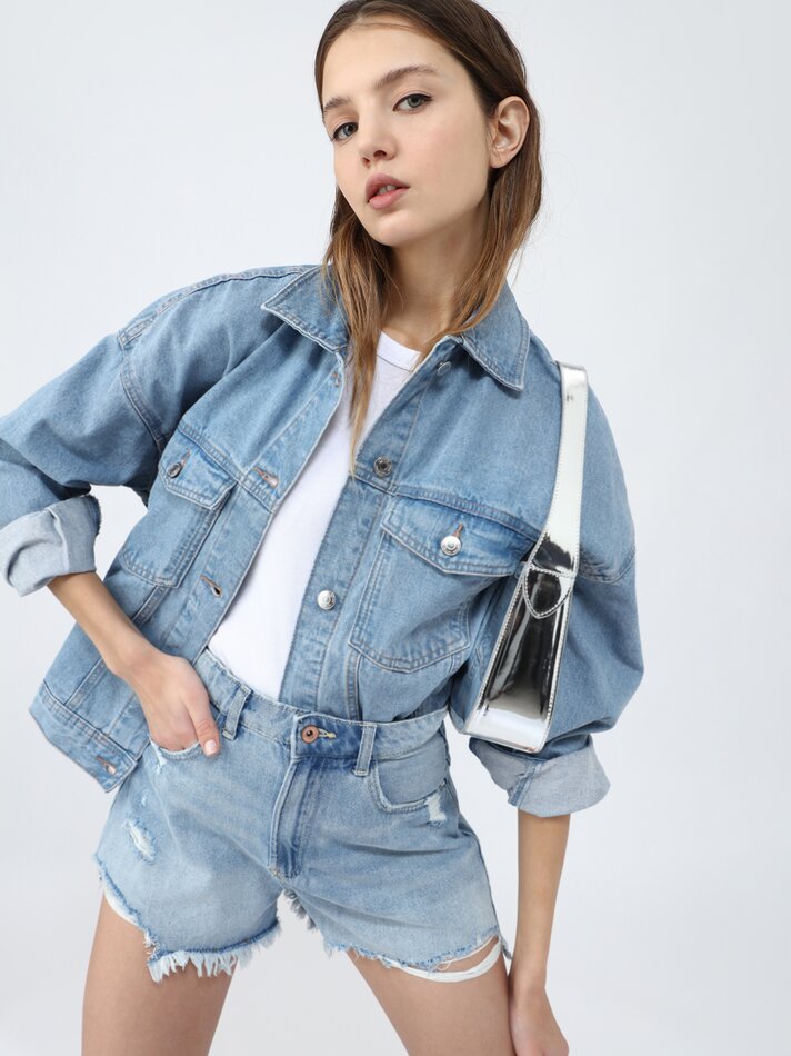 Jaqueta jeans oversized - Índigo