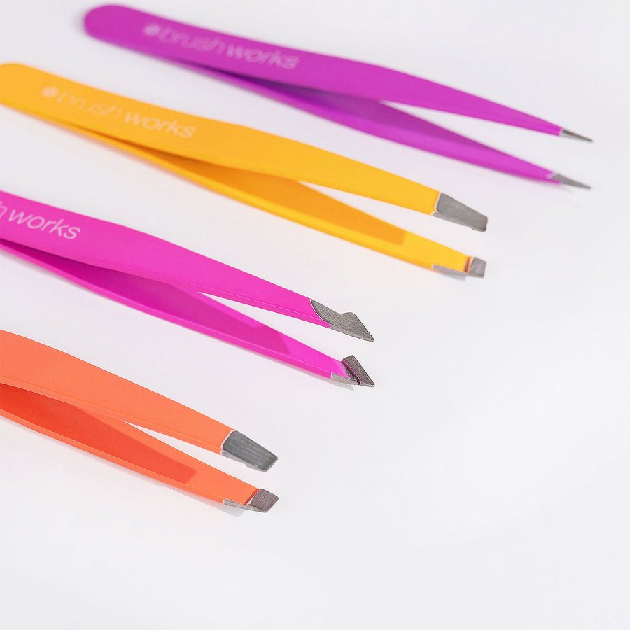 Brushworks HD 4 Piece Combination Tweezer Set Brights