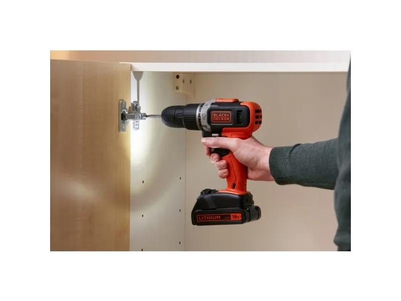 BLACK DECKER BCD003C2K - Hammerbor - ledningfri - 2-hastigheders 10 mm - 45 N·m - 2 batterier - 18 V