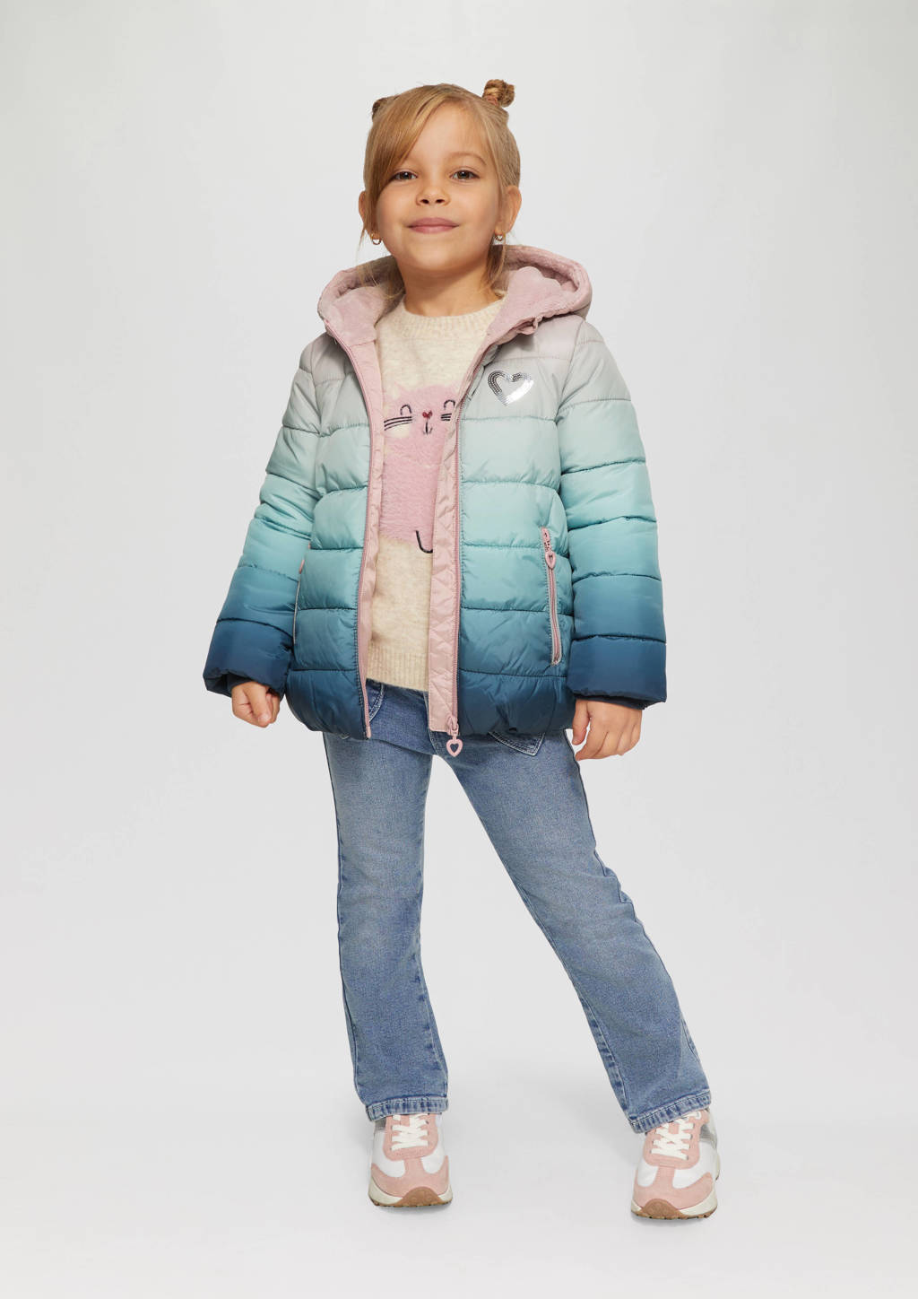 s.Oliver dip-dye gewatteerde tussenjas blauw/roze