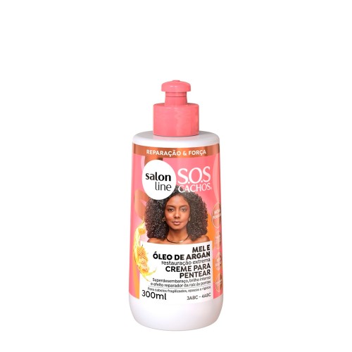 Salon Line SOS Mel e Óleo de Argão Creme Pentear Cachos Intensos 300ml