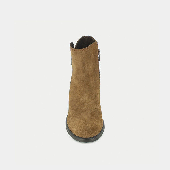 Bottines à zips  en velours camel