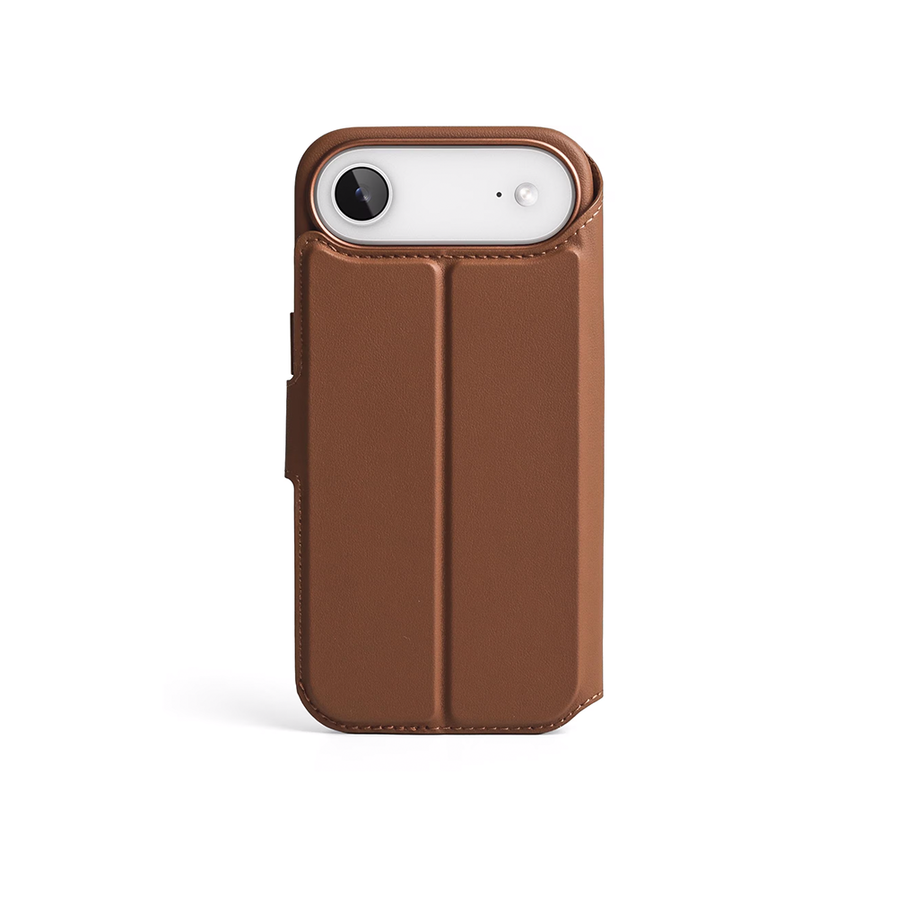 2in1 iPhone Air MagSafe Vegan Folio Leder Tasche Flip Cover (LLF00006) - Braun