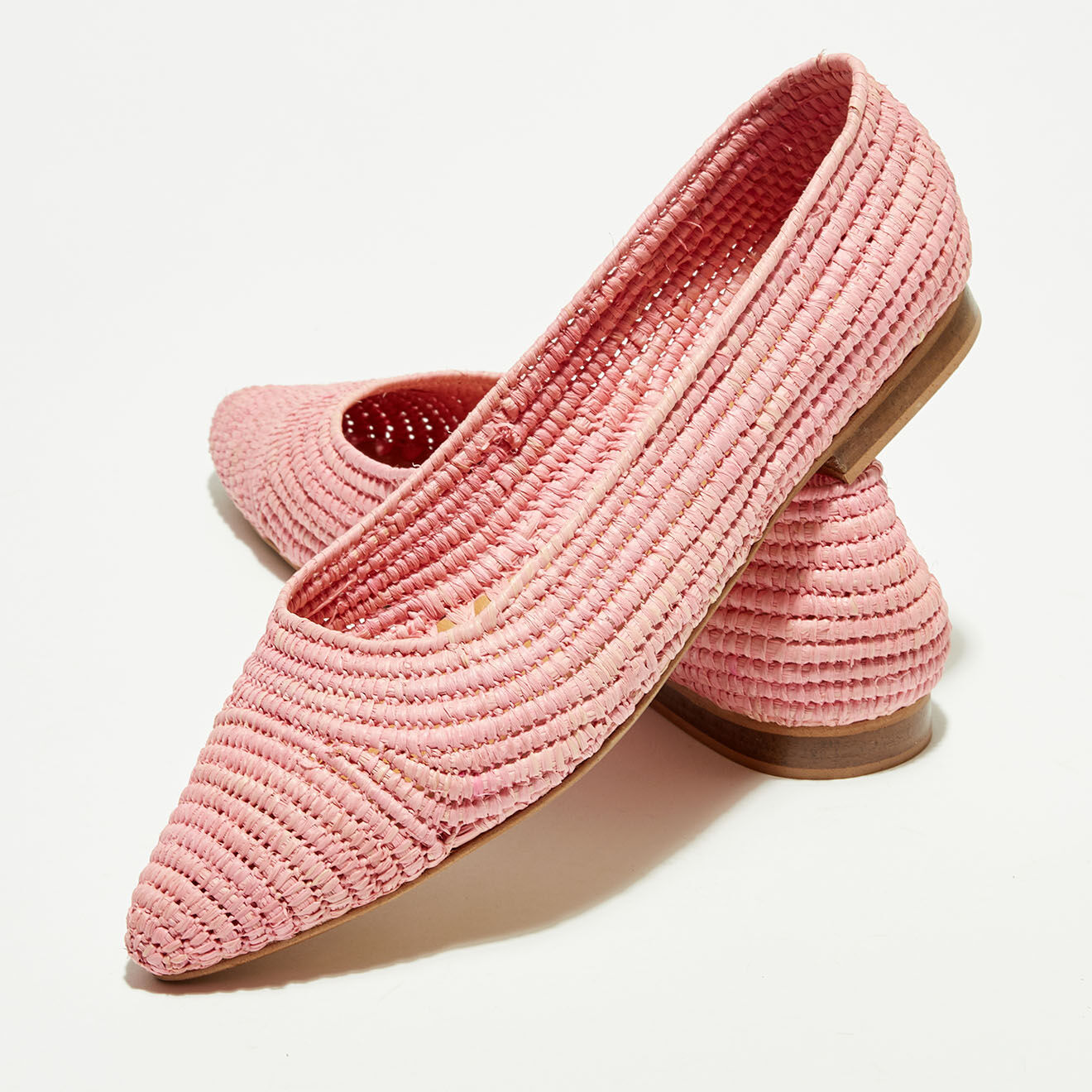 Quartier Latin Ballerines en Raphia roses