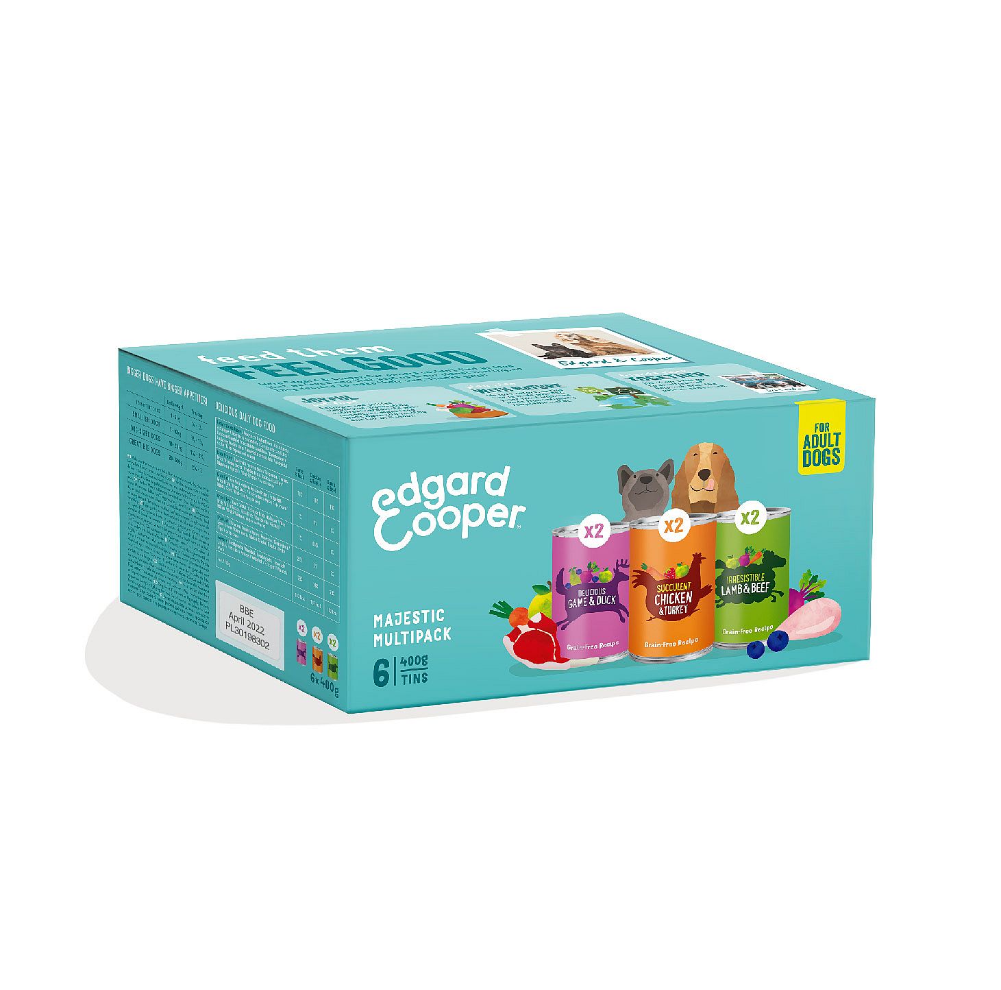 Edgard & Cooper Multipack Kip, Wild, Lam Hond Adult 6 x 400 gram | 11679