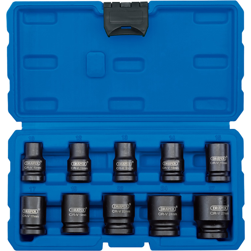 Slagdoppenset 1/2" 10-delig kort