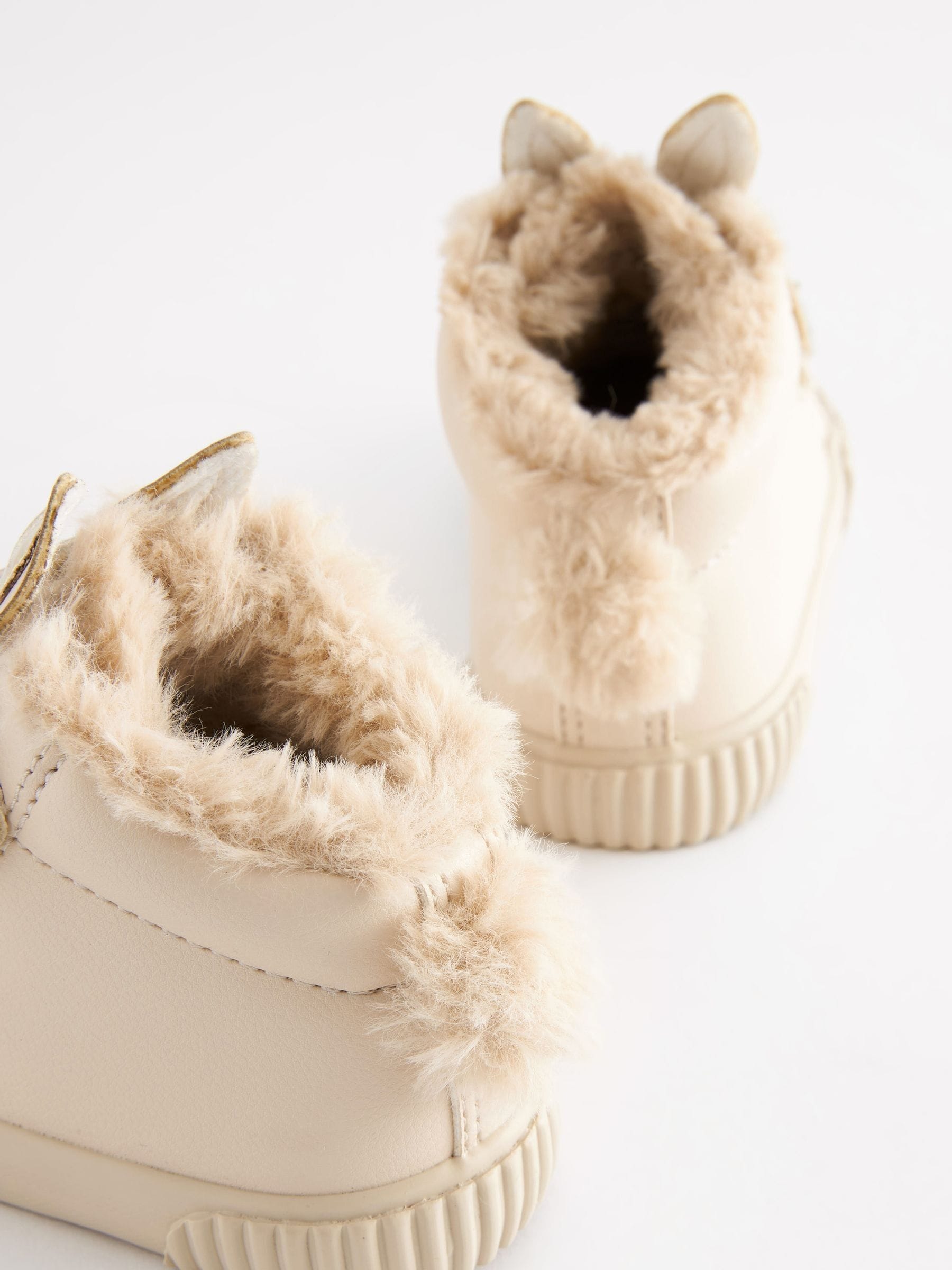 Lichtbeige met konijn - Hoge sneakers met klittenbandsluiting