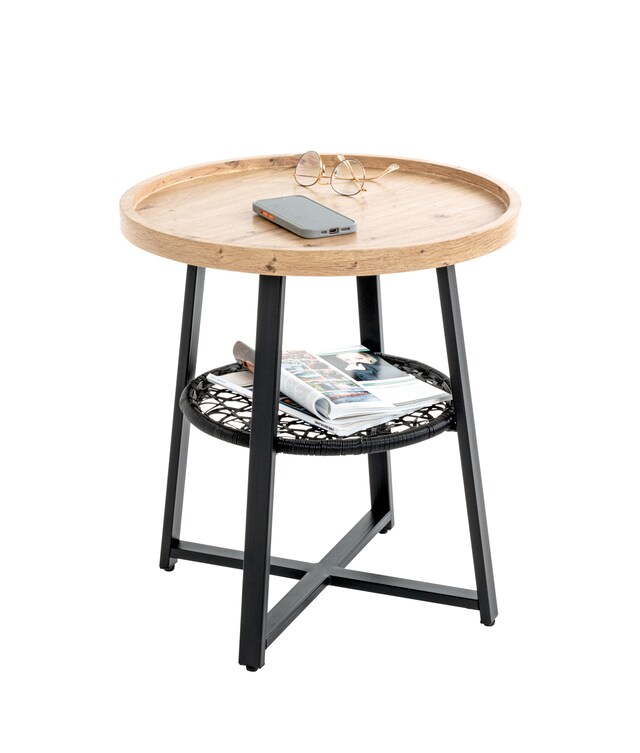 Beistelltisch ø 50 cm Eiche-Dekor braun/schwarz