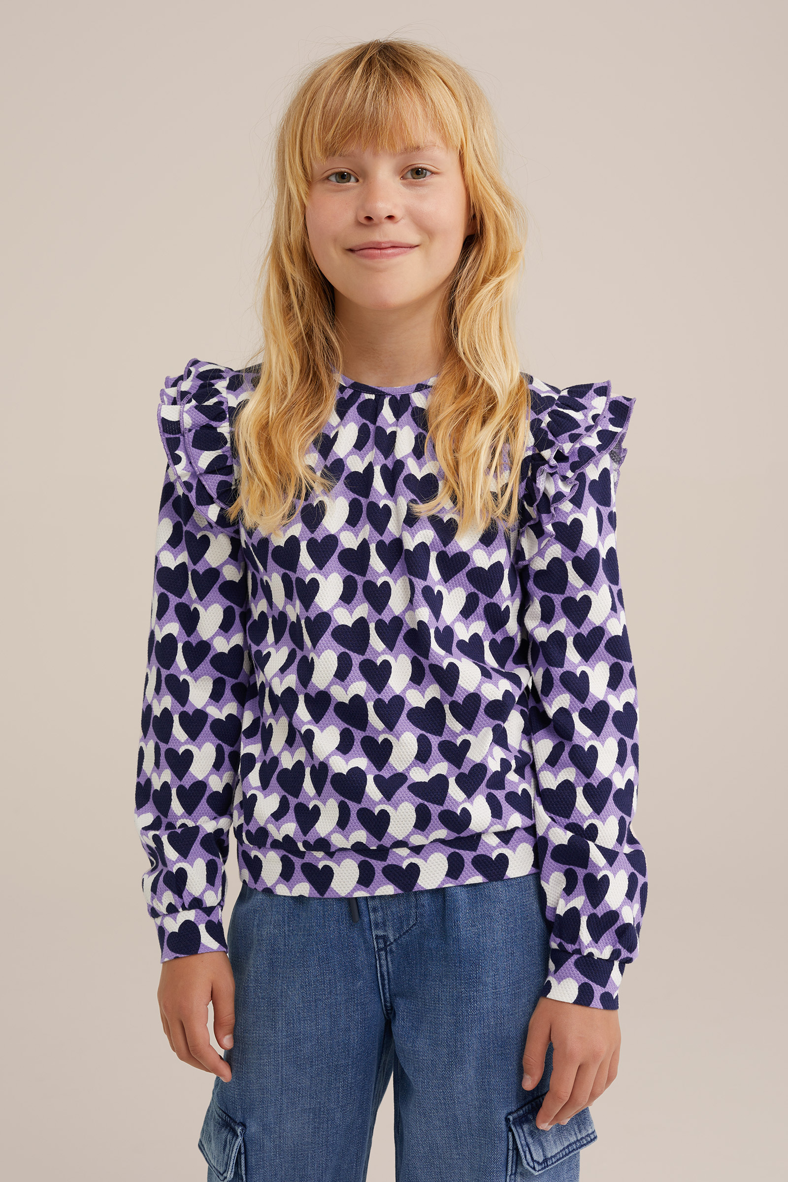 Meisjes T-shirt met dessin WE Fashion Lichtpaars
