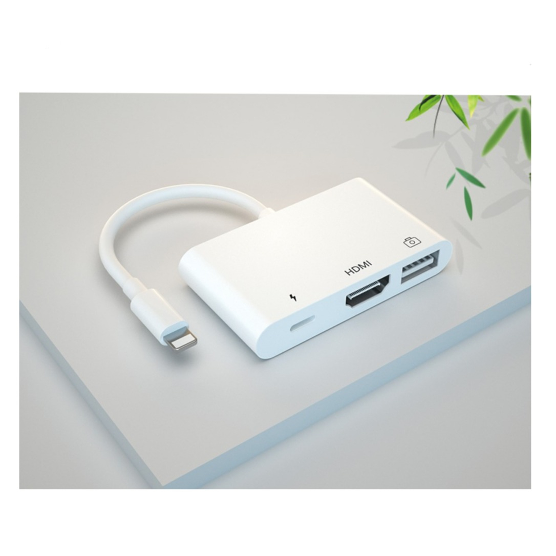 Lightning auf HDMI Digital AV / USB A Adapter für Apple iPhone / iPad - Weiss
