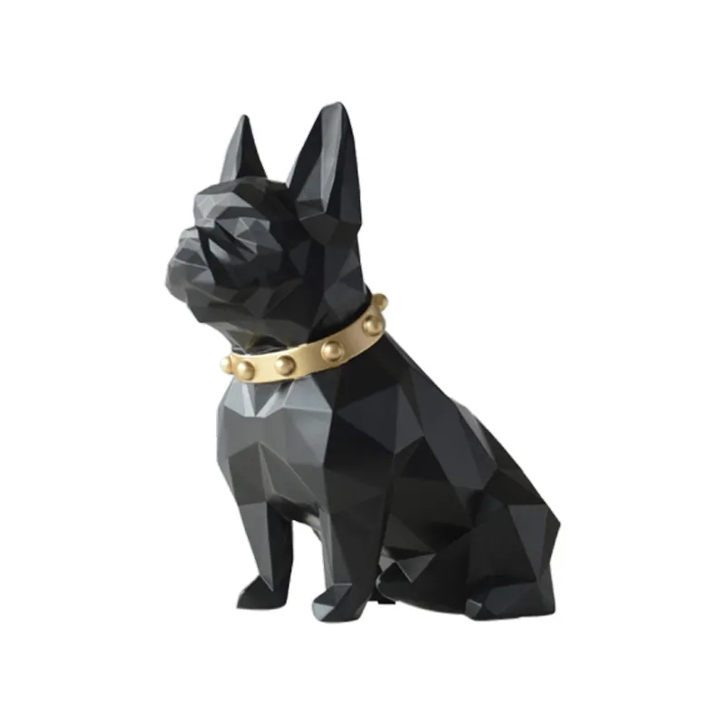 Sparkasse Sitzender Origami Hund Home Deko Geschenkidee Geometrische Französische Bulldogge Spardose - Schwarz