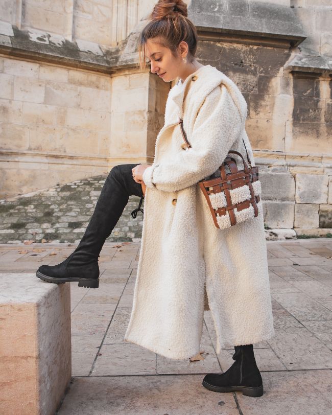 Bottes cuissardes femme noires en suédine - Aimée