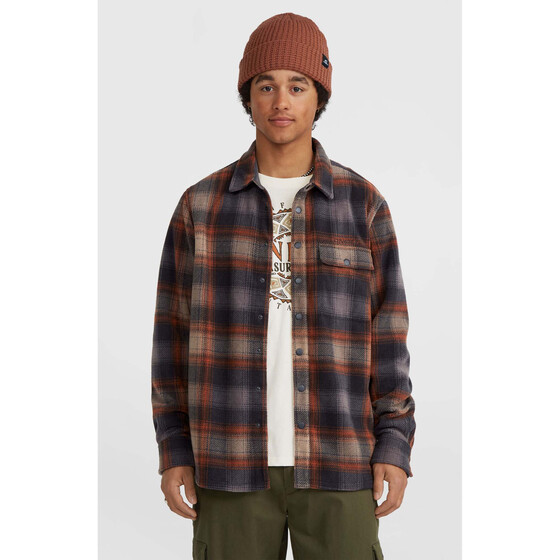 O'Neill Superfleece Shirt Grey Check Small Men FA24