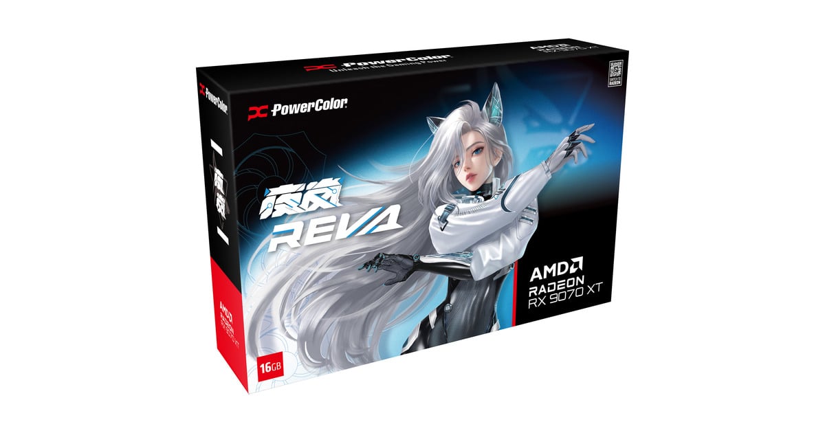 PowerColorRadeon RX 9070 XT Hellhound REVA16GB Limited Edition grafische kaart  (Wit/zwart, RDNA4, GDDR6, 3x DisplayPort, 1x HDMI)