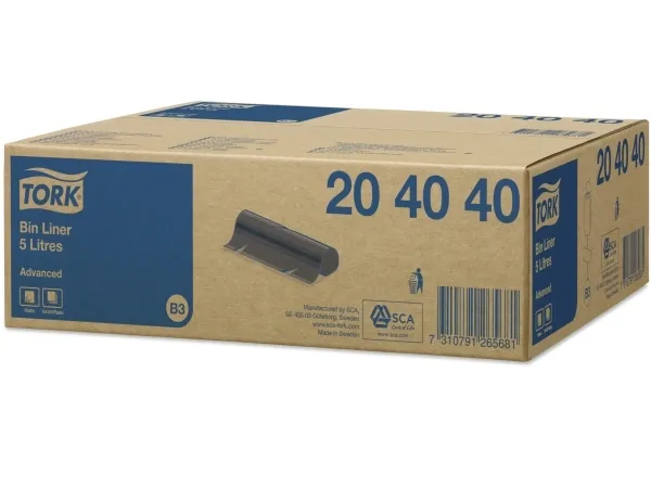 Tork 204040, 5 L, Sort, Lineær lav-densitet polyætylen (LLDPE), 50 stk, 180 mm, 60 mm