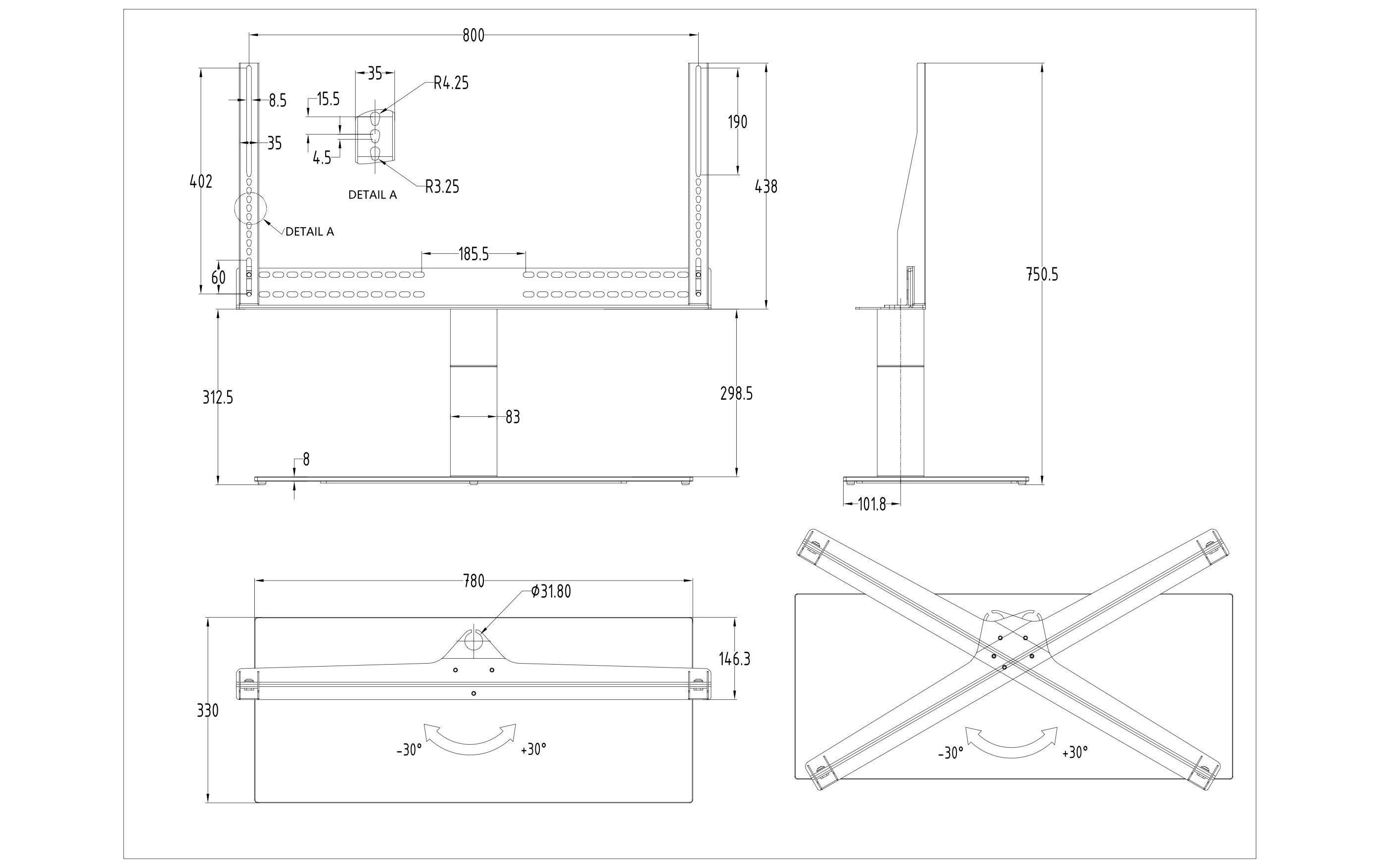 Tablestand Turn X Large Schwarz<br>Universelle Tischfüsse