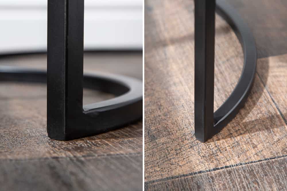 Industrial 2er Set Beistelltische ELEMENTS 60cm Mangoholz massiv rund schwarzes Metallgestell