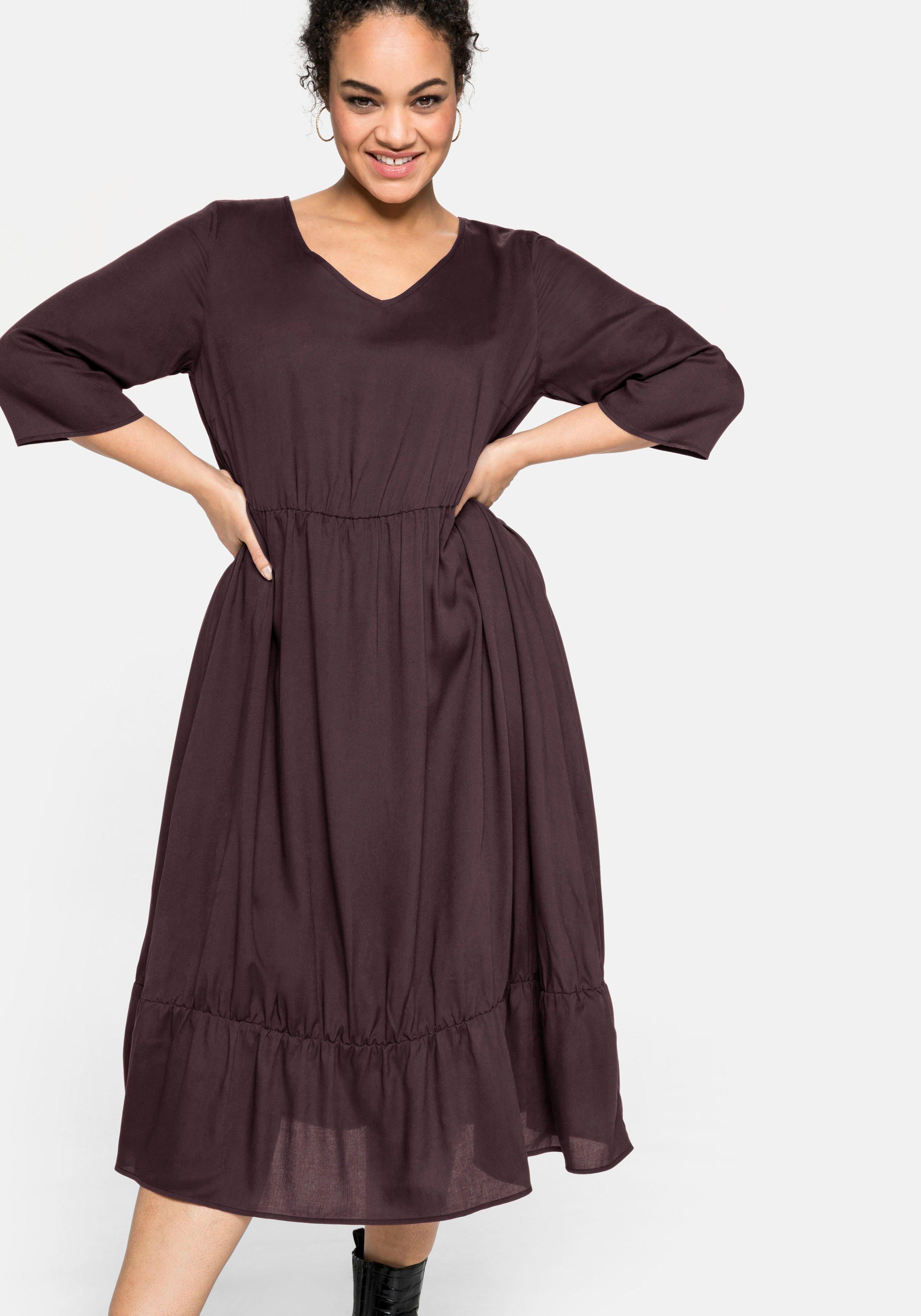 Kleid mit 3/4-Ärmel und Volant am Saum