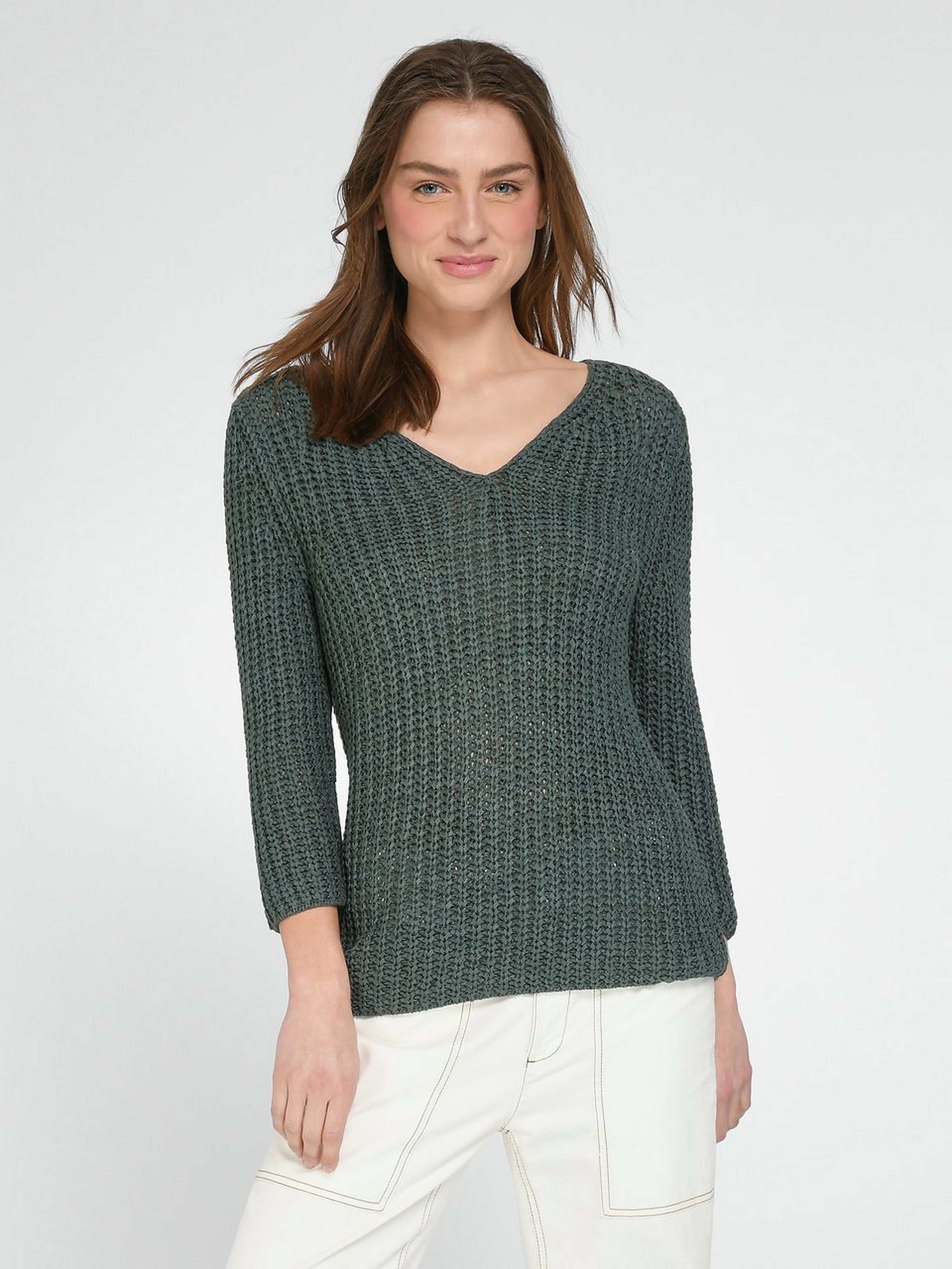 V-Pullover mit 3/4-Arm