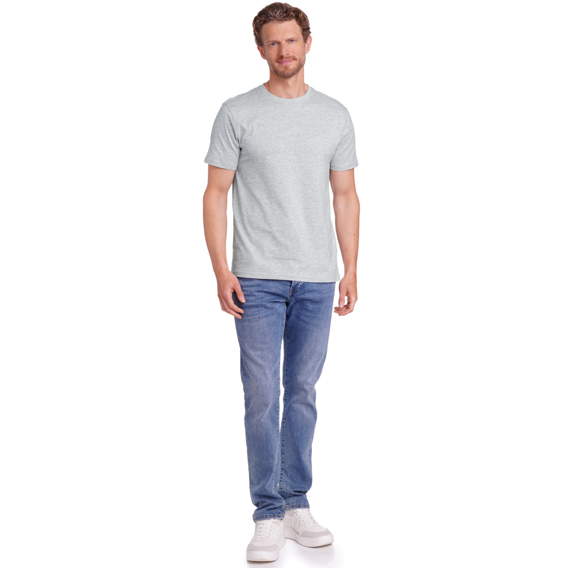 Famy 3 Herren T-Shirts im Basic-Look schwarz / hellgrau / weiss