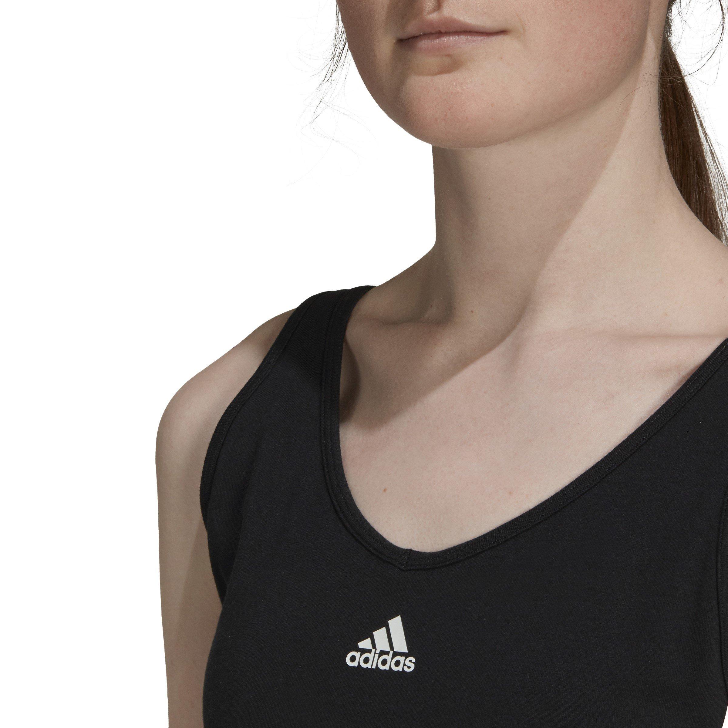 adidas Essentials 3 Stripes Crop Top With Removable Pads