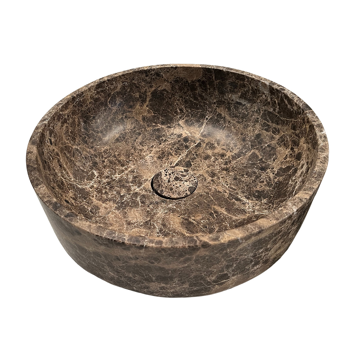 Saniclear Dark Emperador marmer waskom rond 38x13cm